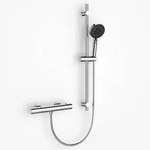 Duschsystem mit Thermostat Chrom, Duschkopf mit Schlauch und Halterung,...