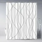 Duschvorhang 180x200 &Ouml;sen Wasserdicht Blickdicht Wei&szlig; Gestreift
