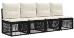 vidaXL 4-Sitzer-Sofa 4 pcs 4-Sitzanzahl Schwarz Poly-Rattan