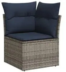 vidaXL Garten-Sofa mit Kissen Grau 62 x 62 x 69 cm Poly Rattan