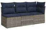 vidaXL Garten-Sofa mit Kissen Grau 172 x 62 x 69 cm Poly Rattan