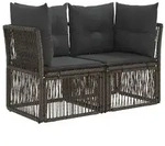 vidaXL Garten-Sofa 2-Sitzanzahl Grau Poly-Rattan