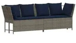 vidaXL Gartensofa mit Kissen Grau Poly Rattan