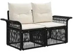 vidaXL Garten-Sofa 2-Sitzanzahl Schwarz Poly-Rattan