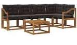 vidaXL Outdoor-Sofagarnitur mit Kissen 6 pcs Nat&uuml;rlich und Schwarz