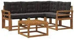 vidaXL Outdoor-Sofagarnitur mit Kissen 5 pcs Nat&uuml;rlich und Schwarz