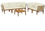 vidaXL 6 pcs Massives Akazienholz & Seil Natur