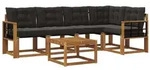 vidaXL Outdoor-Sofagarnitur mit Kissen 6 pcs Nat&uuml;rlich und Schwarz