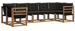vidaXL Outdoor-Sofagarnitur mit Kissen 7 pcs Nat&uuml;rlich und Schwarz
