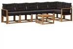 vidaXL Outdoor-Sofagarnitur mit Kissen 7 pcs Nat&uuml;rlich und Schwarz