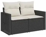 vidaXL Sofa Set 6 stk. Schwarz und Cremewei&szlig; Polyrattan und Stahl