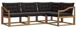 vidaXL Outdoor-Sofagarnitur mit Kissen 4 pcs Nat&uuml;rlich und Schwarz