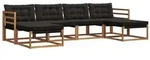vidaXL Outdoor-Sofagarnitur mit Kissen 6 pcs Nat&uuml;rlich und Schwarz