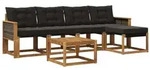 vidaXL Outdoor-Sofagarnitur mit Kissen 6 pcs Nat&uuml;rlich und Schwarz
