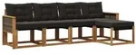 vidaXL Outdoor-Sofagarnitur mit Kissen 5 pcs Nat&uuml;rlich und Schwarz