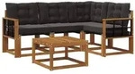 vidaXL Outdoor-Sofagarnitur mit Kissen 5 pcs Nat&uuml;rlich und Schwarz