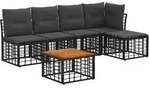 vidaXL Outdoor-Sofagarnitur 6 pcs Schwarz und Dunkelgrau Polyester