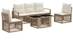 vidaXL Gartensofa-set 6 stk. Beige und Cremewei&szlig; Poly-Rattan