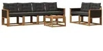 vidaXL Outdoor-Sofagarnitur mit Kissen 7 pcs Nat&uuml;rlich und Schwarz