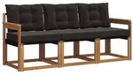 vidaXL Outdoor-Sofagarnitur mit Kissen 3 pcs Nat&uuml;rlich und Schwarz