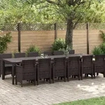 vidaXL 13-teiliges Garten-Essset mit Kissen aus braunem Poly-Rattan