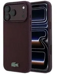 Lacoste H&uuml;lle iPhone 18 Pro MagSafe Petit Pique H&uuml;lle burgundy Logo Metall