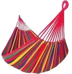 H&auml;ngematte XXL 2 Personen 220x160cm 300kg Baumwolle Rot Regenbogen