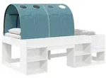 vidaXL Hochbett f&uuml;r Kinder mit Stauraum Wei&szlig; und Hellblau