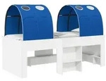 vidaXL Hochbett f&uuml;r Kinder mit Tunnel Wei&szlig; und Blau Holzwerkstoff