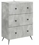 vidaXL Schubladenschrank Betongrau 66 x 34,5 x 90 cm Holzwerkstoff