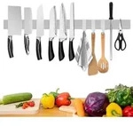 Verbesserte 60cm Magnetleiste Messer mit 3 Haken Edelstahl Silbrig