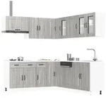 vidaXL 11-tlg. K&uuml;chenschrank-Set Kalmar Grau Sonoma Holzwerkstoff