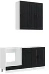 vidaXL K&uuml;cheneinheit PORTO 5 pcs Schwarz Holzwerkstoff