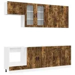 vidaXL K&uuml;cheneinheit PORTO 8 pcs Ger&auml;ucherte Eiche Holzwerkstoff