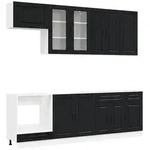 vidaXL K&uuml;cheneinheit PORTO 8 pcs Schwarz Holzwerkstoff
