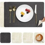 Platzdeckchen Abwaschbar Leder Rutschfest Grau Cremewei&szlig; 4er Set