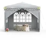 FIVMEN Pavillon 3x3m Partyzelt mit Seitenteilen und Fenstern Gartenpavillon...