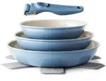 Redchef Pfannenset Keramik 6-teilig Induktion Blau mit abnehmbarem Griff