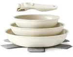 Redchef Pfannenset 6-teilig Induktion Keramik abnehmbarer Griff Beige