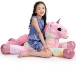 Riesen Einhorn Spielzeug Pl&uuml;sch - Gro&szlig;es Regenbogen Lila Kuscheltier, Sch&ouml;ne