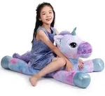 Riesen Einhorn Spielzeug Pl&uuml;sch - Gro&szlig;es Regenbogen Lila Kuscheltier - Sch&ouml;ne