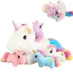 SQEQE Niedliche Einhorn Stofftiere mit 4 Baby Einhorn Pl&uuml;schtiere in ihrem...