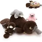 MorisMos 55cm Schnabeltier Kuscheltier XXL mit 3 Babys im Bauch, weich braun...