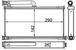 W&auml;rmetauscher Innenraumheizung Alu 290 mm - 142 mm MAHLE f&uuml;r u.a. AUDI A6