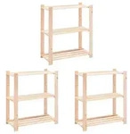 vidaXL Lagerregale 3 B&ouml;den 3 Stk. 80x38x90cm Massivholz Kiefer 150kg