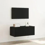 vidaXL TV-Wandschrank mit LED-Leuchten Schwarz Eiche 80x35x31 cm