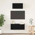 vidaXL TV-Schrank Sonstiges mit Speicher mit T&uuml;r 2 pcs Schwarz Eiche 80 x 30 x...