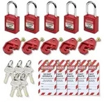 Bwintech Sicherheitsvorh&auml;ngeschloss Set 5 St&uuml;ck Rot mit Schl&uuml;sseln und...