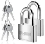 Vorh&auml;ngeschloss Edelstahl 40mm gleichschlie&szlig;end 2 St&uuml;ck mit 6 Schl&uuml;sseln