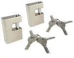 2x Vorh&auml;ngeschloss D-Form Kupfer Monoblock 6 Schl&uuml;ssel Wasserdicht Rostfrei